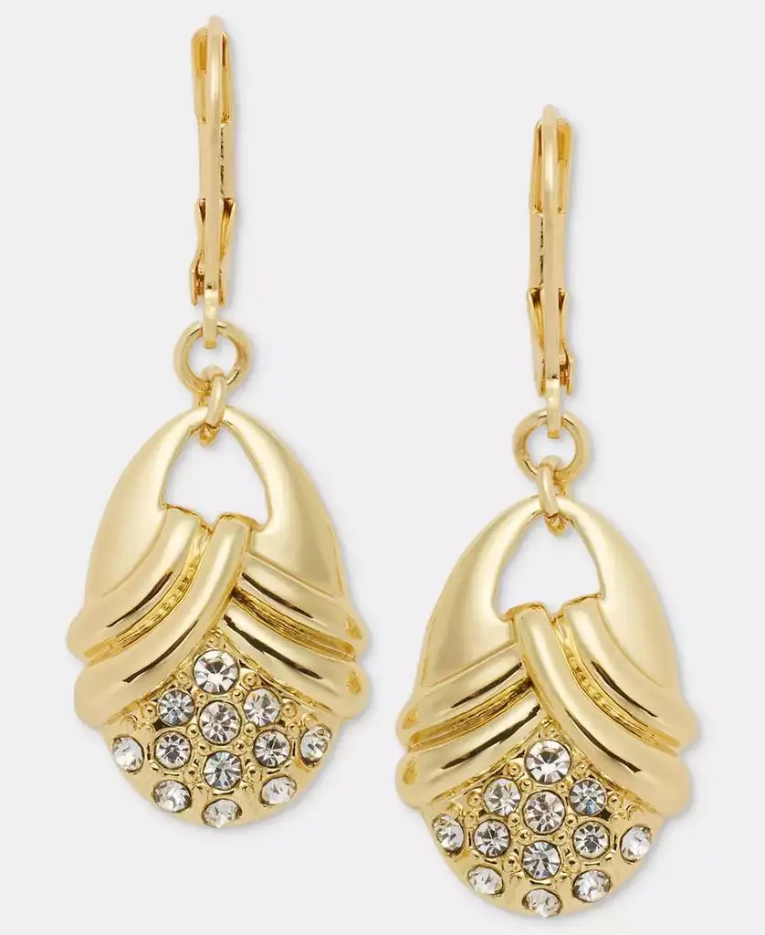 Anne Klein Pavé Textured Oval Drop Earrings