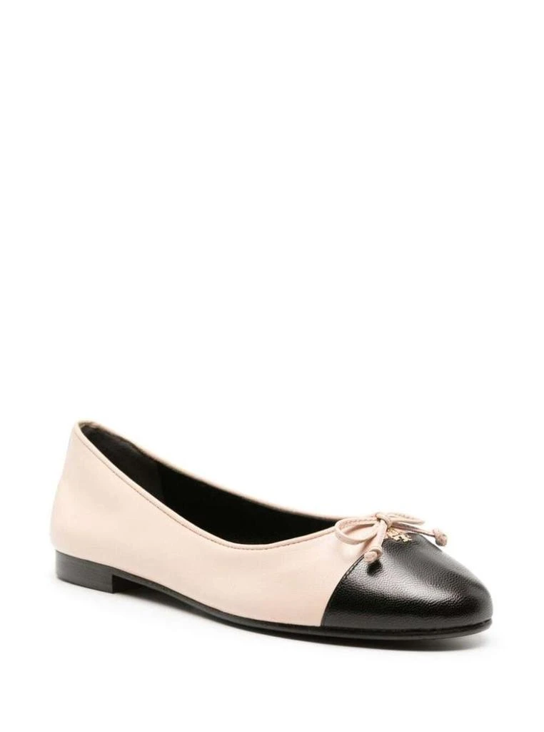 Tory Burch White Ballet Flats With Bow Detail And Contrasting Toe In Leather Woman 2