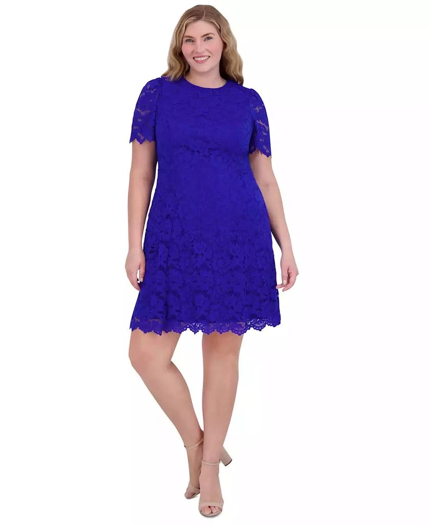 Jessica Howard Plus Size Plus Size Lace Short-Sleeve A-Line Dress 1