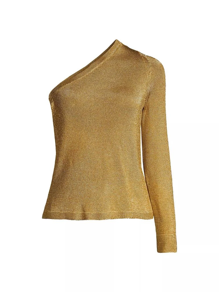 Milly Metallic Knit One-Shoulder Top 1