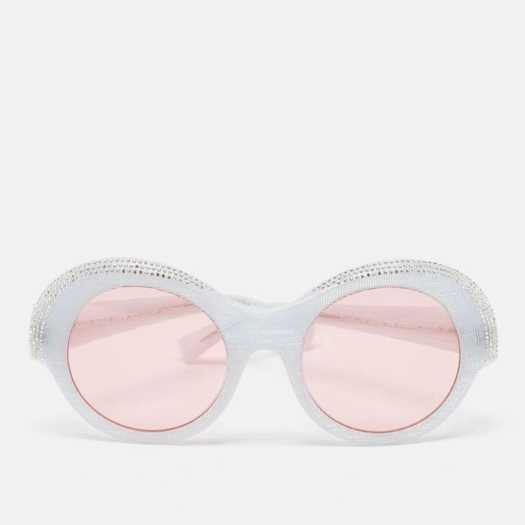 ALAIN MIKLI Alain Mikli x Alexandre Vauthier Light Blur/Pink Roselyn Crystals Round Sunglasses 1