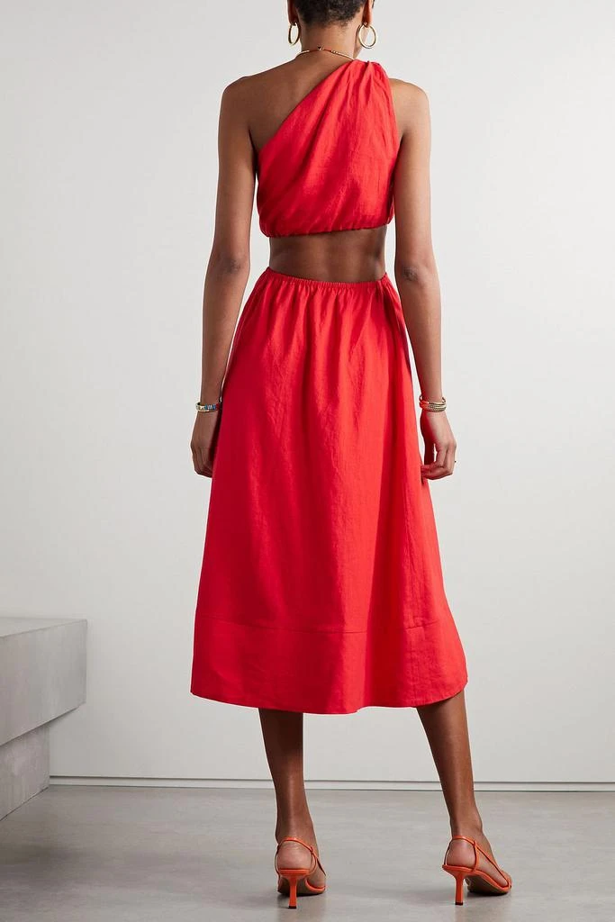 Farm Rio One-shoulder cutout linen-blend midi dress 3