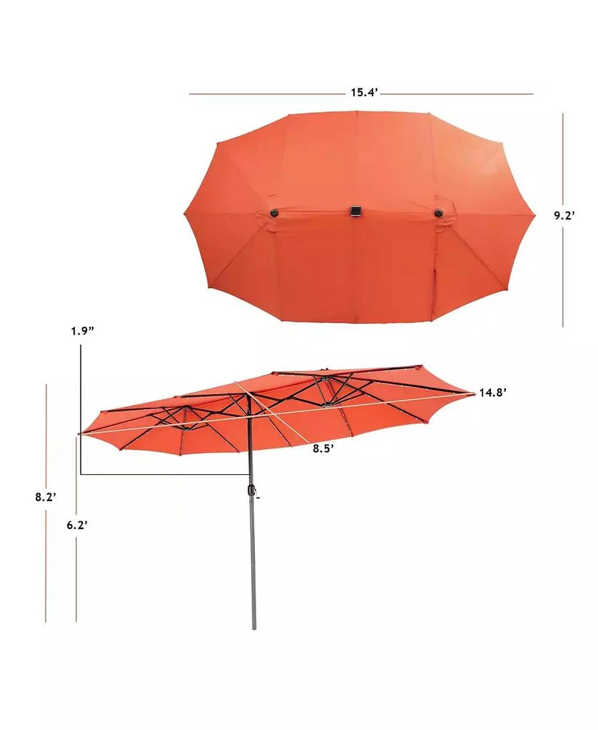 GOUUN 15 Feet Twin Patio Umbrella with 48 Solar LED Lights 3