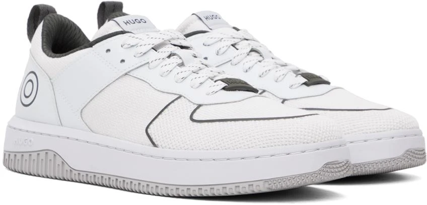 Hugo Boss Off-White Mixed-Material Sneakers 4