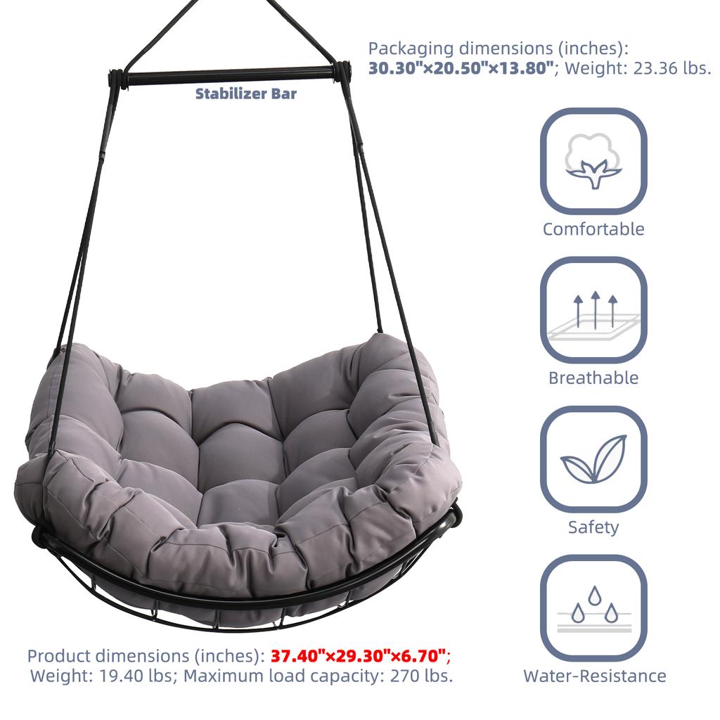 Streamdale Furniture Streamdale Hammock Chair Swing with Cushion - Gray