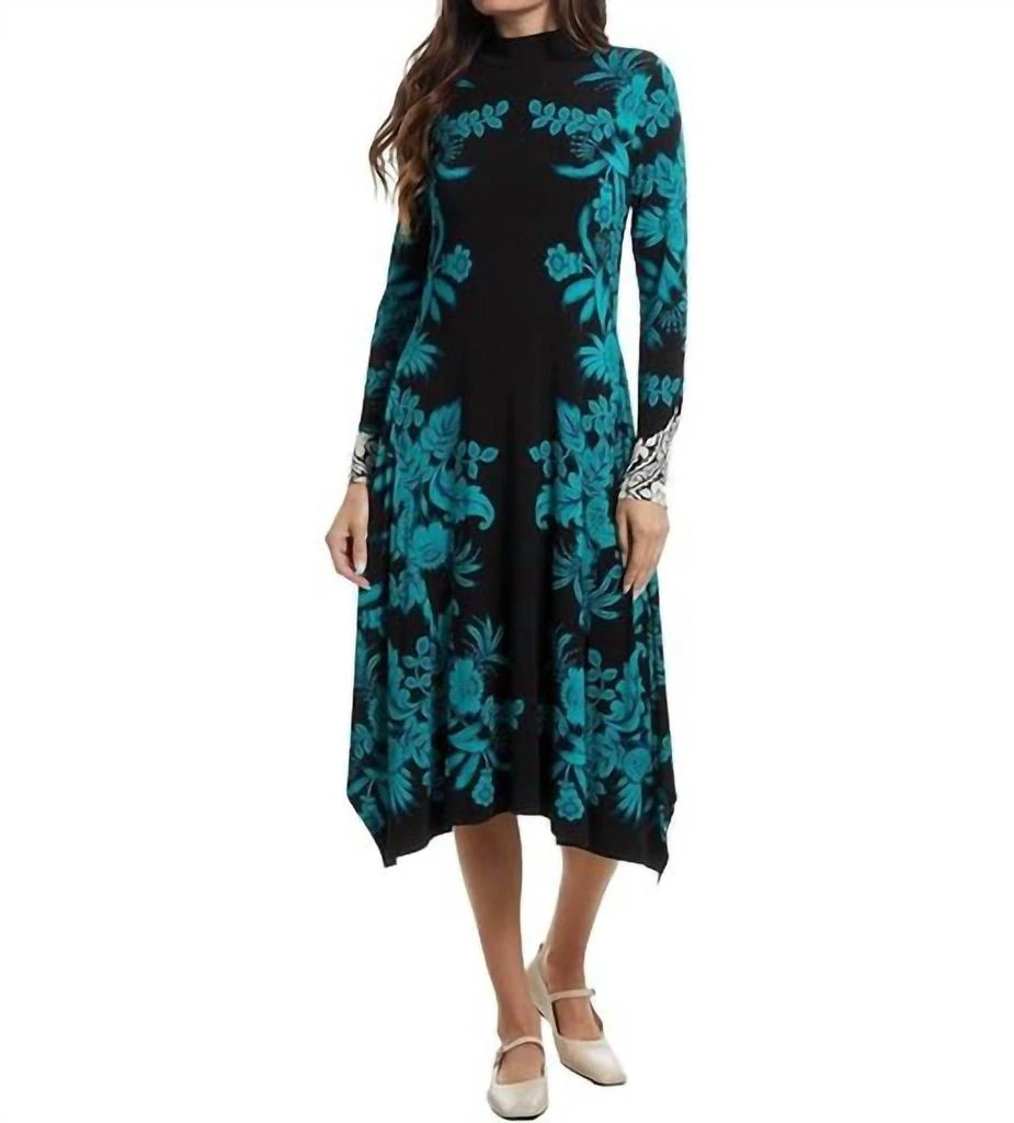 Janie Favorite Hankerchief Hem Mock Neck Dress In Delphini On Sale Now with Up to 60% Off | Discover Exclusive Deals & Savings at BeyondStyle Authentic Johnny Was dresses|women|clothing with Janie Favorite Hankerchief Hem Mock Neck Dress In Delphini On Sale Now with Up to 60% Off | Discover Exclusive Deals & Savings at BeyondStyle Authentic Johnny Was dresses|women|clothing with