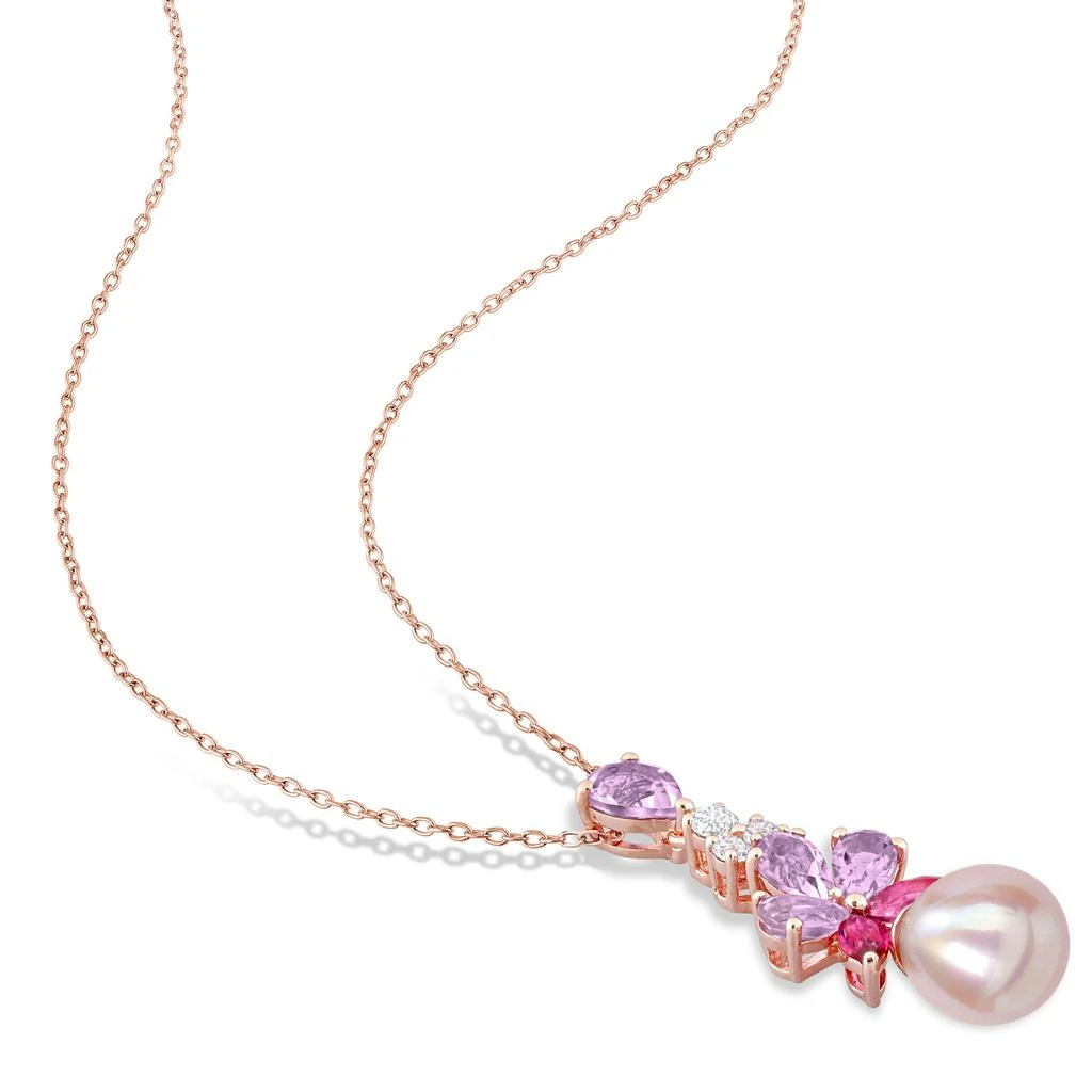 Mimi & Max Pink Cultured Freshwater Pearl 4 4/5ct TGW Rose de France Pink White Topaz Jewelry Set Rose Silver 5