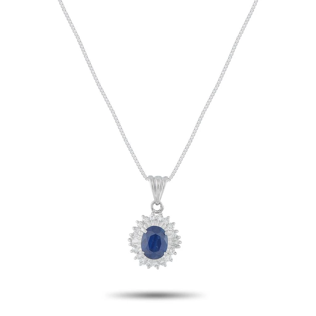 LB Exclusive Platinum 0.30ct Diamond and Sapphire Pendant Necklace MF14-011426