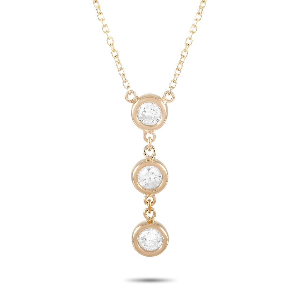 Non Branded 14K Yellow Gold 0.38 ct Diamond Pendant Necklace