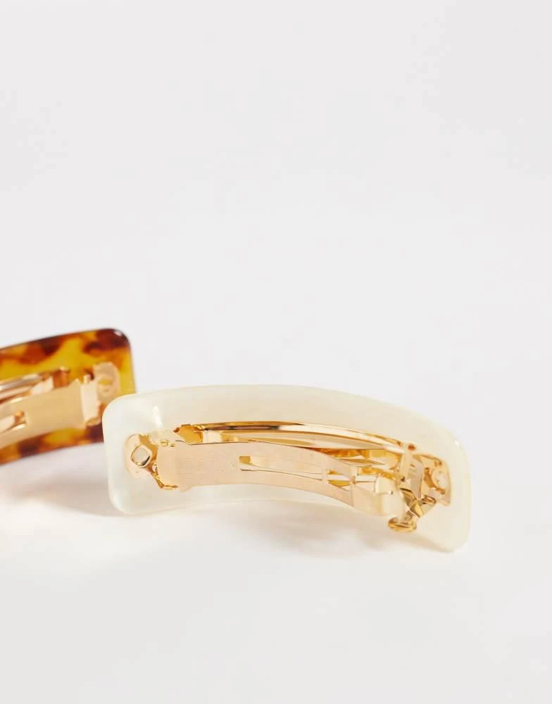 Mango Mango set of 2 hair clips in brown tortoise shell and pearl 3