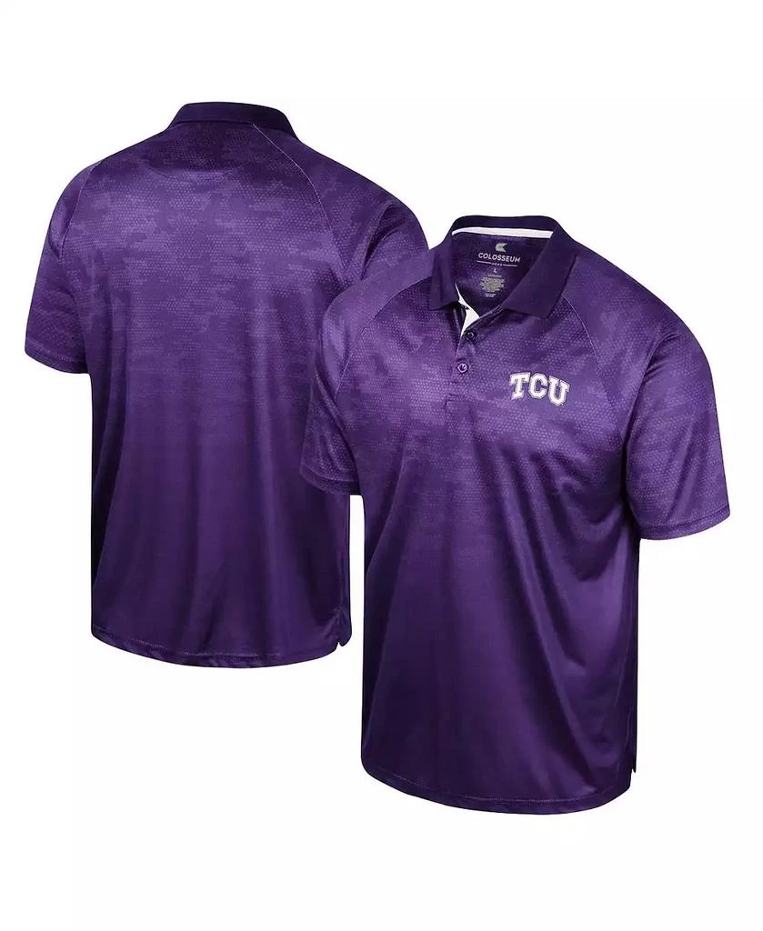 Colosseum Men's Purple TCU Horned Frogs Honeycomb Raglan Polo Shirt 2