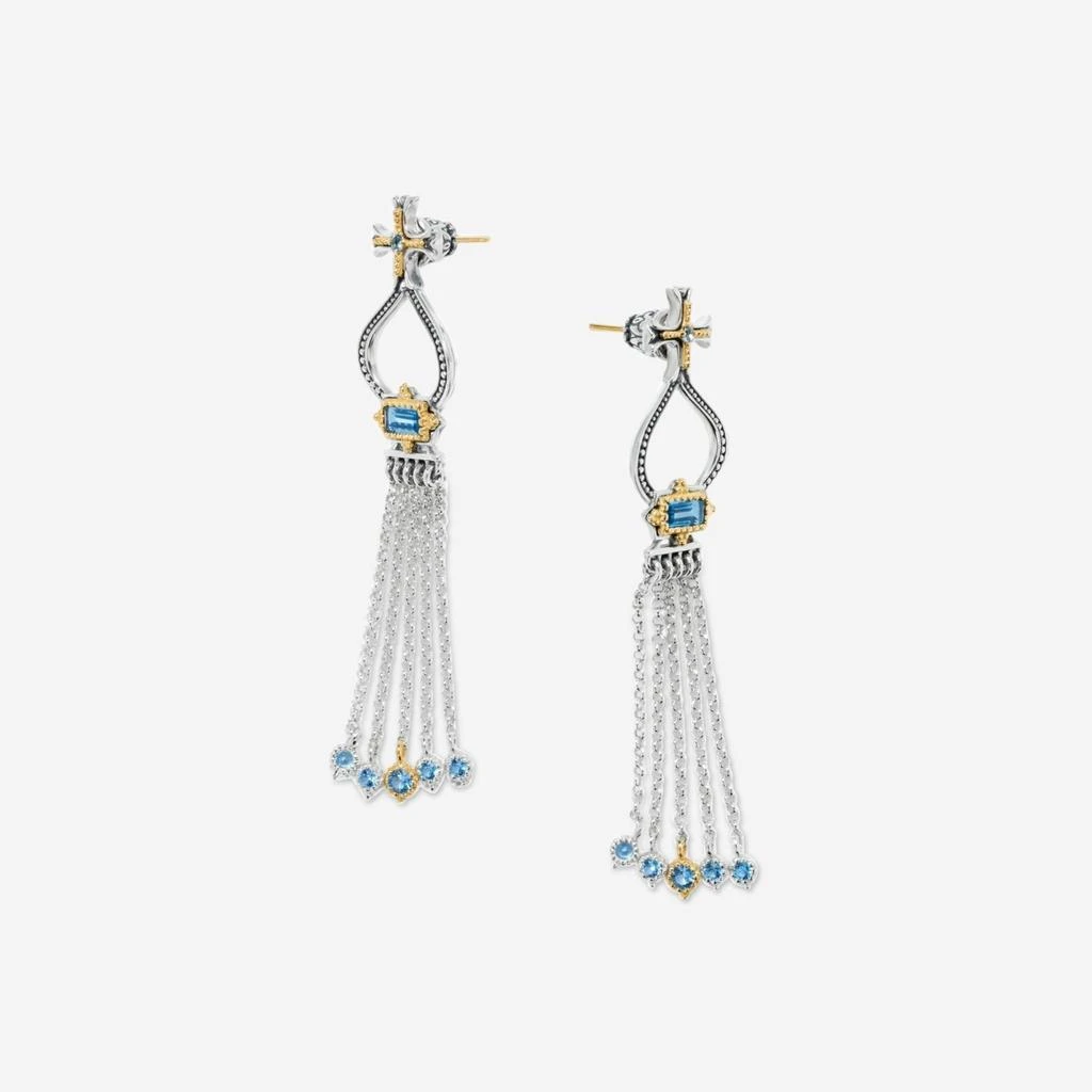 Konstantino Konstantino Dome Sterling Silver 
18K Yellow Gold Blue Spinel Tassel Earrings SKKJ705-478-copy 2
