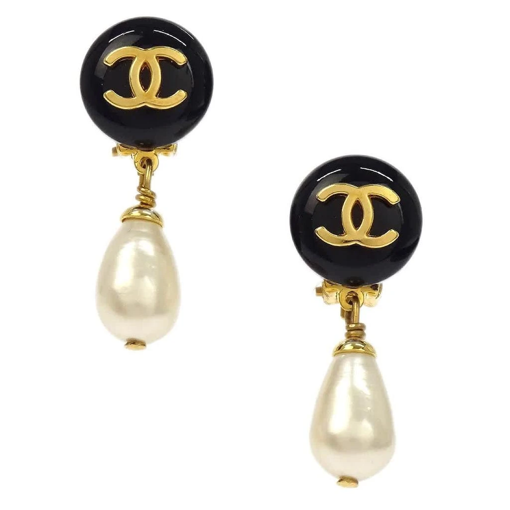 Chanel Cc Logo Dangle Earrings Artificial Pearls With gold-Plated gold_Plated Earrings Jewelry (Pre-Owned)