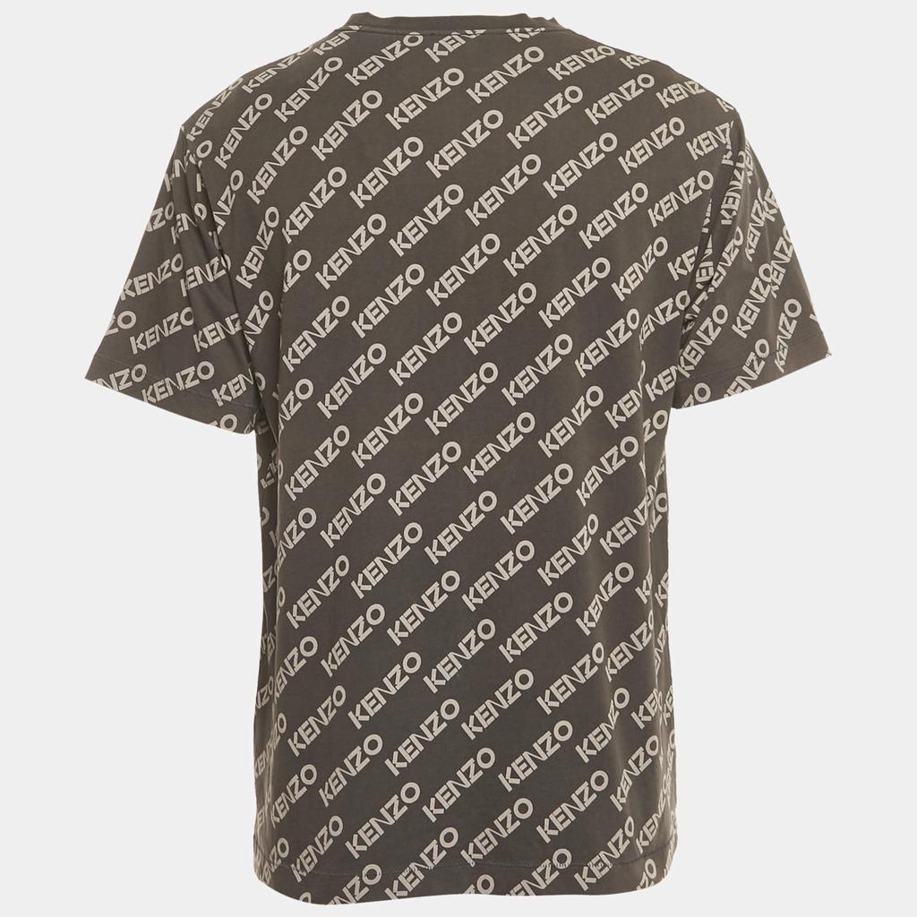Kenzo Kenzo Grey Logo All Over Print Jersey T-Shirt S