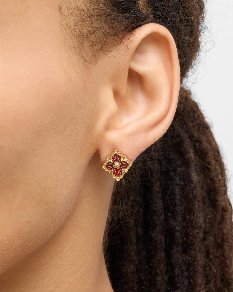 Buccellati Opera Tulle Button Earrings with Red Enamel, Small