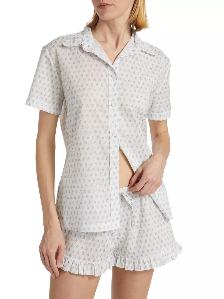 Pour Les Femmes Karl Cotton Leaf-Print Frill Pajamas 3