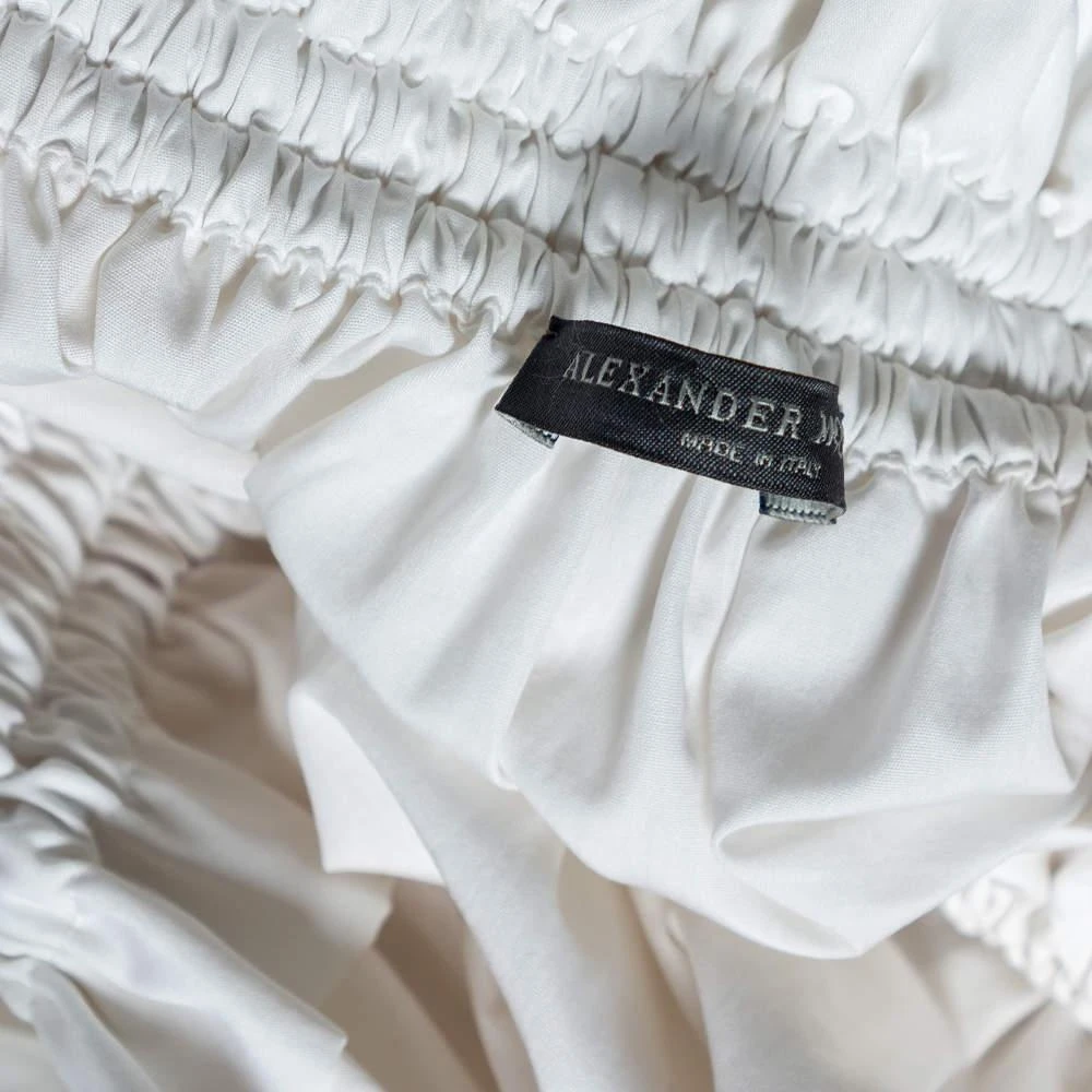 Alexander McQueen Alexander McQueen White Cotton Ruched Tiered Off Shoulder Midi Dress M 5