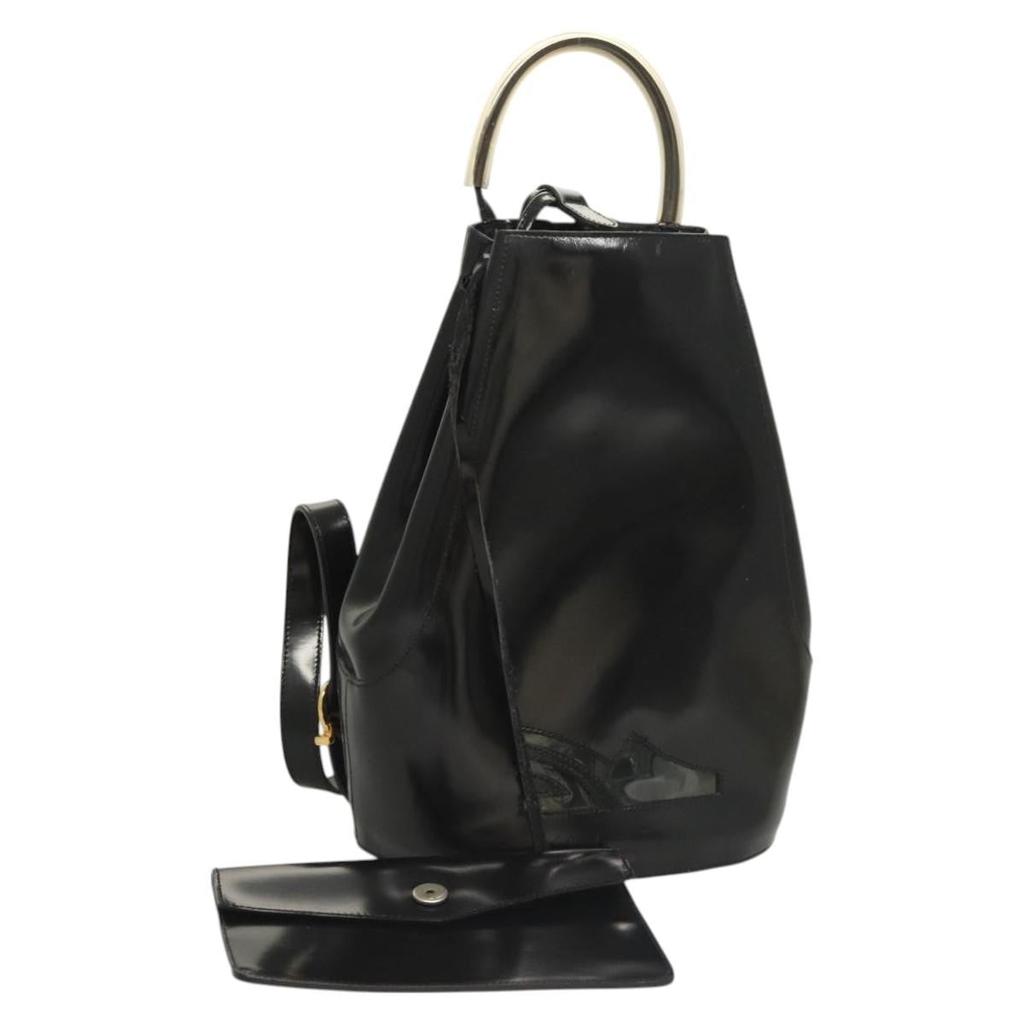 Salvatore Ferragamo Vintage Gancini Backpack Patent Leather Patent_Leather Backpack Bag (Pre-Owned)