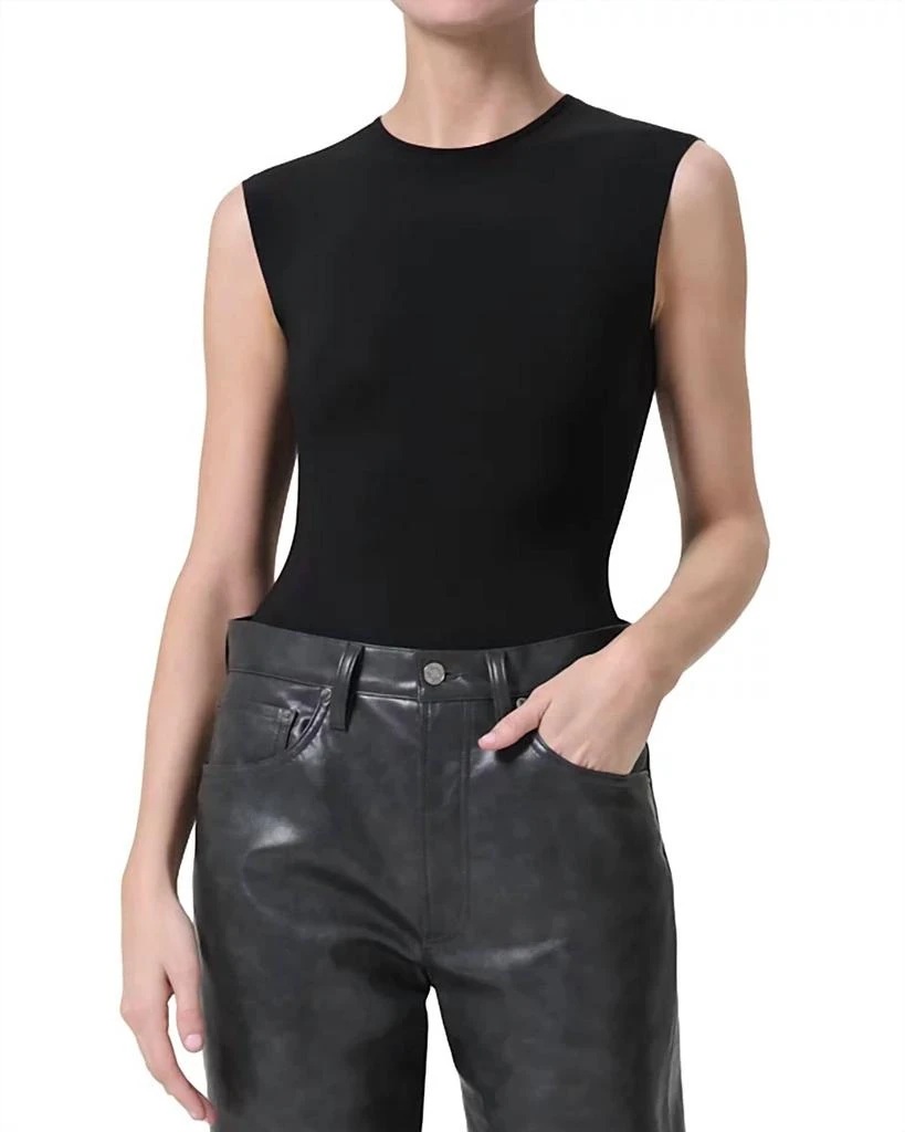 AGOLDE Aura Sleeveless Bodysuit In Aluminum Black 1