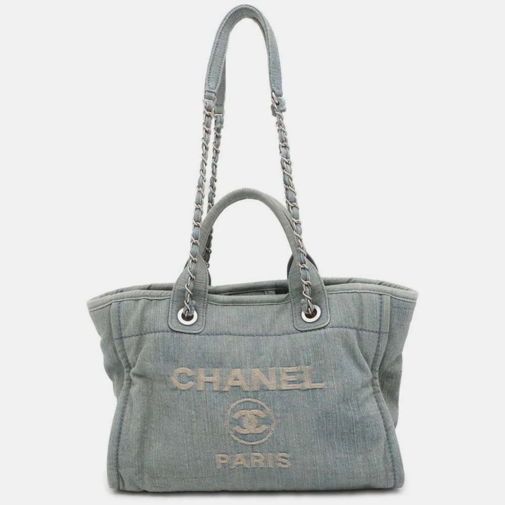 Chanel Chanel Light Blue Denim Small Deauville Tote Bag 1