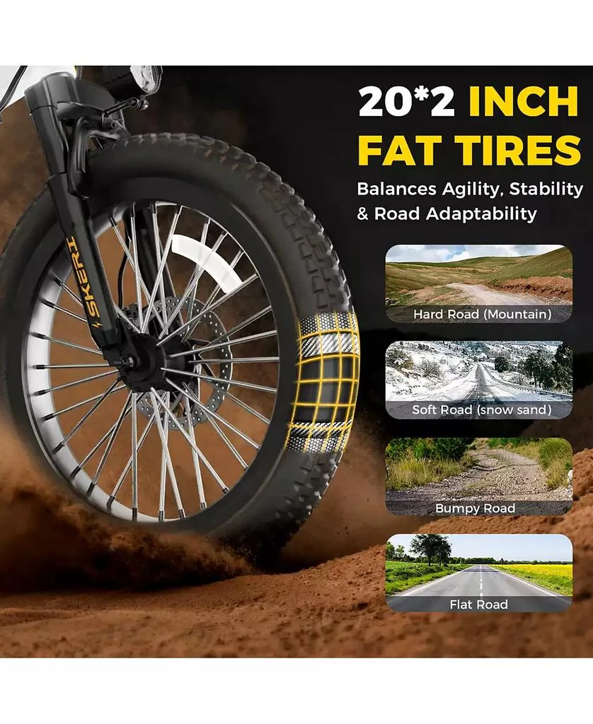 Mikolo Folding Electric Bike for Adults, 55 Miles & 25MPH, 500W Peak Motor, 48V 10Ah Removable Battery, Fat Tire EBike with Smart LCD Display 10