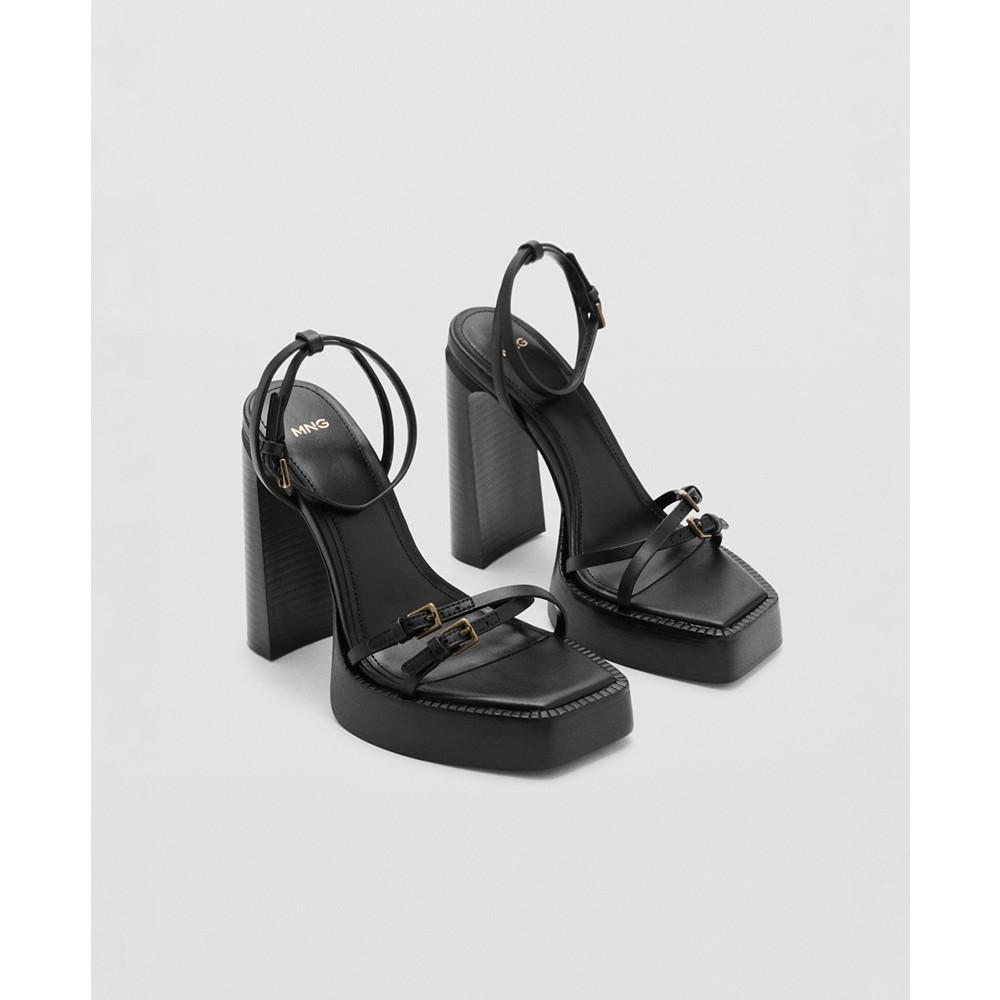 MANGO Women's Platform Leather Sandals