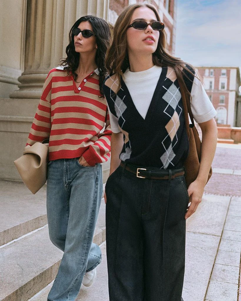 Wayf Cindy Striped Johnny Collar Sweater 3