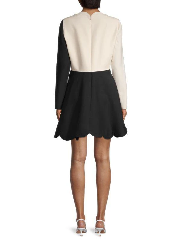 Valentino Colorblock Long-Sleeve Flare Dress 2