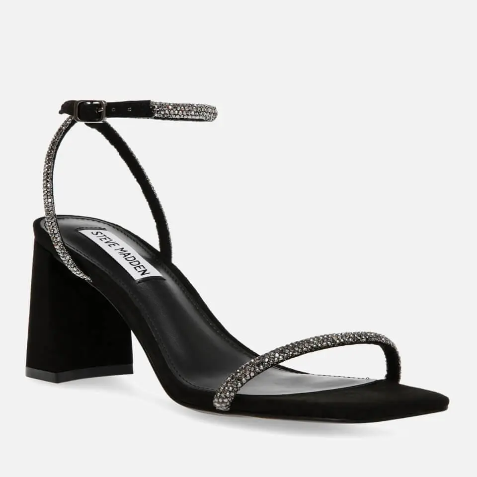 Steve Madden STEVE MADDEN WOMEN'S LEVA EMBELLISHED FAUX SUEDE HEELED SANDALS 2