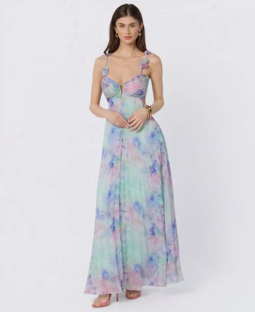 open lace back dress Peach Off Shoulder Pleated Maxi Dress main image 0