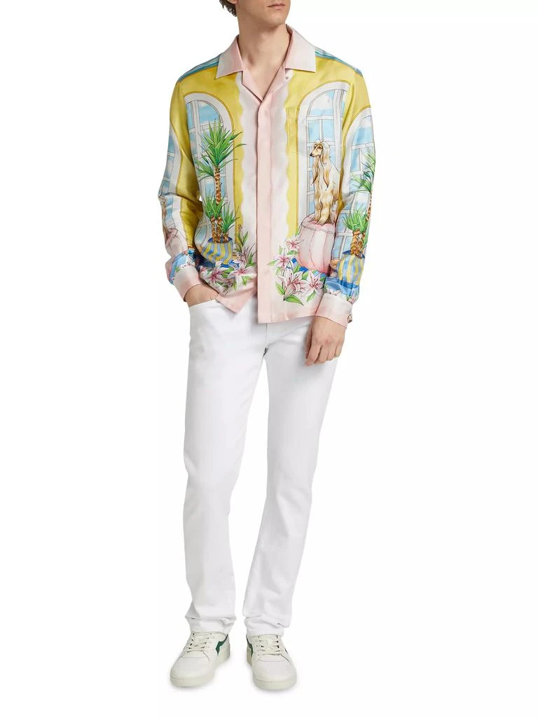 Casablanca Silk Satin Cuban Collar Printed Shirt 2