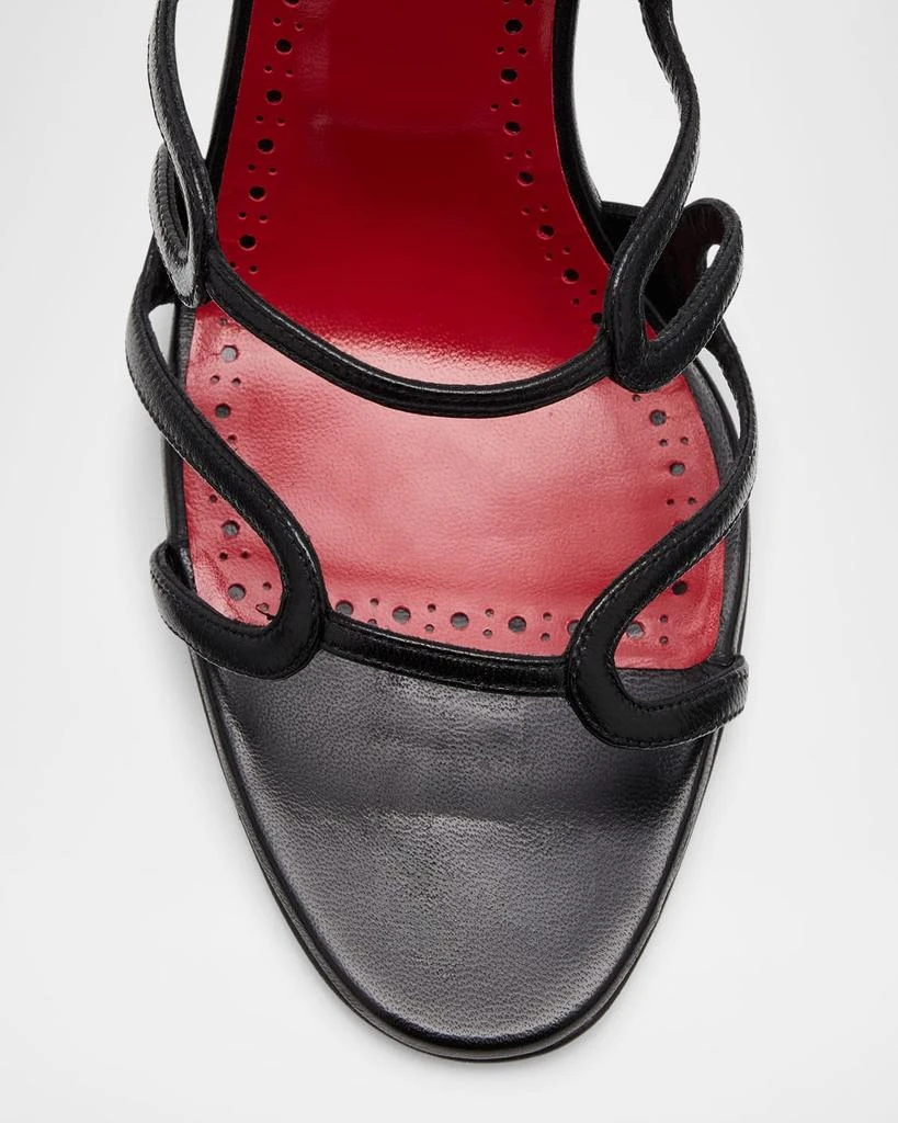 Manolo Blahnik Caged Leather Ankle-Tie Sandals 5