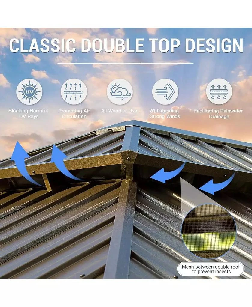 Streamdale Furniture Streamdale Aluminum Gazebo with Curtains 
Netting for Outdoor Use 3