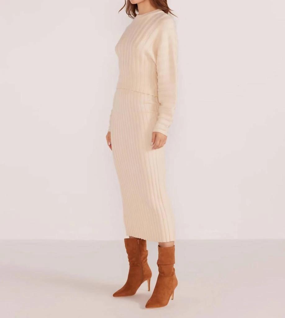MINKPINK Layla Ribbed Skirt In White 2