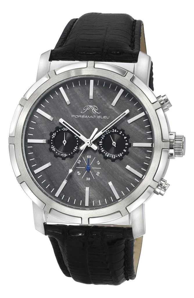 Porsamo Bleu NYC Chronograph Leather Strap Watch, 38mm 1