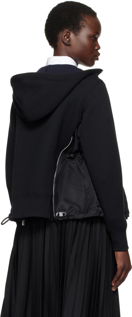 【Sacai】Sponge Sweat x Nylon Twill Hoodie - BLACKxBLACK 002 Sponge Sweat x Nylon Twill Hoodie | sacai Official Store