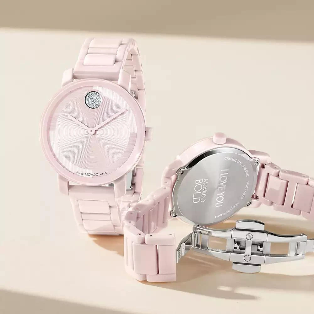 Movado Women's Swiss Bold Evolution 2.0 Blush Ceramic Bracelet Watch 34mm 4
