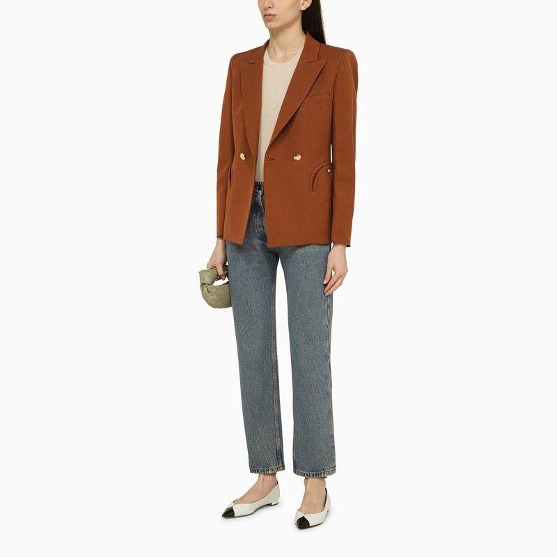 BLAZE MILANO AMARA RUST-COLOURED LINEN AND COTTON JACKET