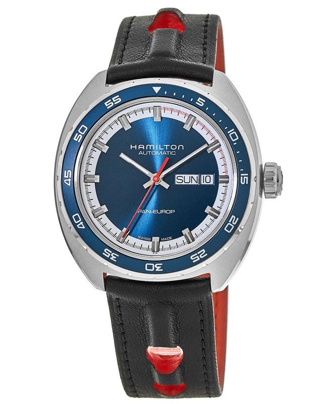 Hamilton Hamilton American Classic Pan Europ Auto Blue Dial Leather Strap Men's Watch H35405741