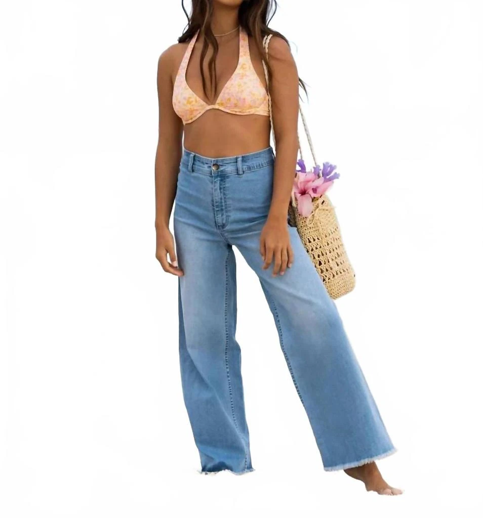 Billabong Free Fall Indigo Wide Leg Pants In Surf Spray 5