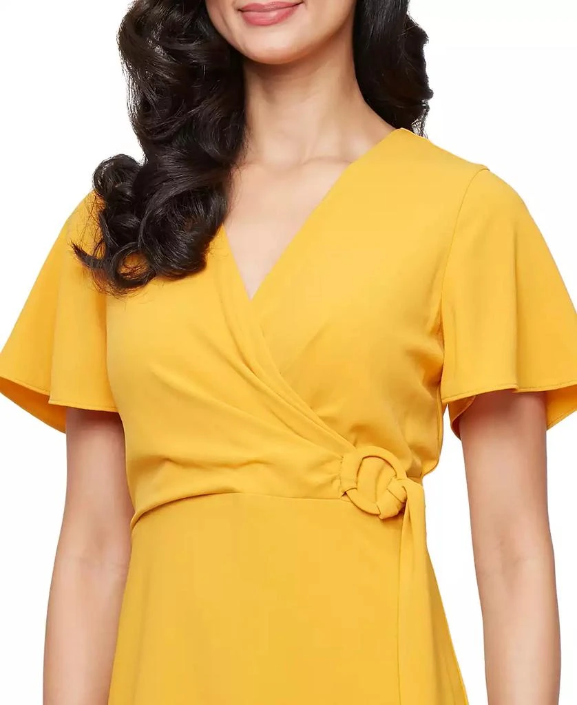 SL Fashions Women
s Solid-Color Surplice Flutter-Sleeve Dress 2