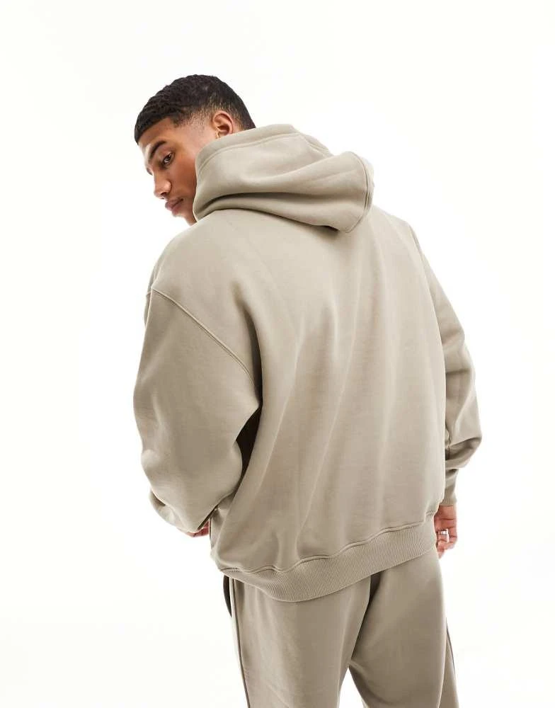Weekday Weekday co-ord relaxed fit heavyweight jersey hoodie in beige mole 2