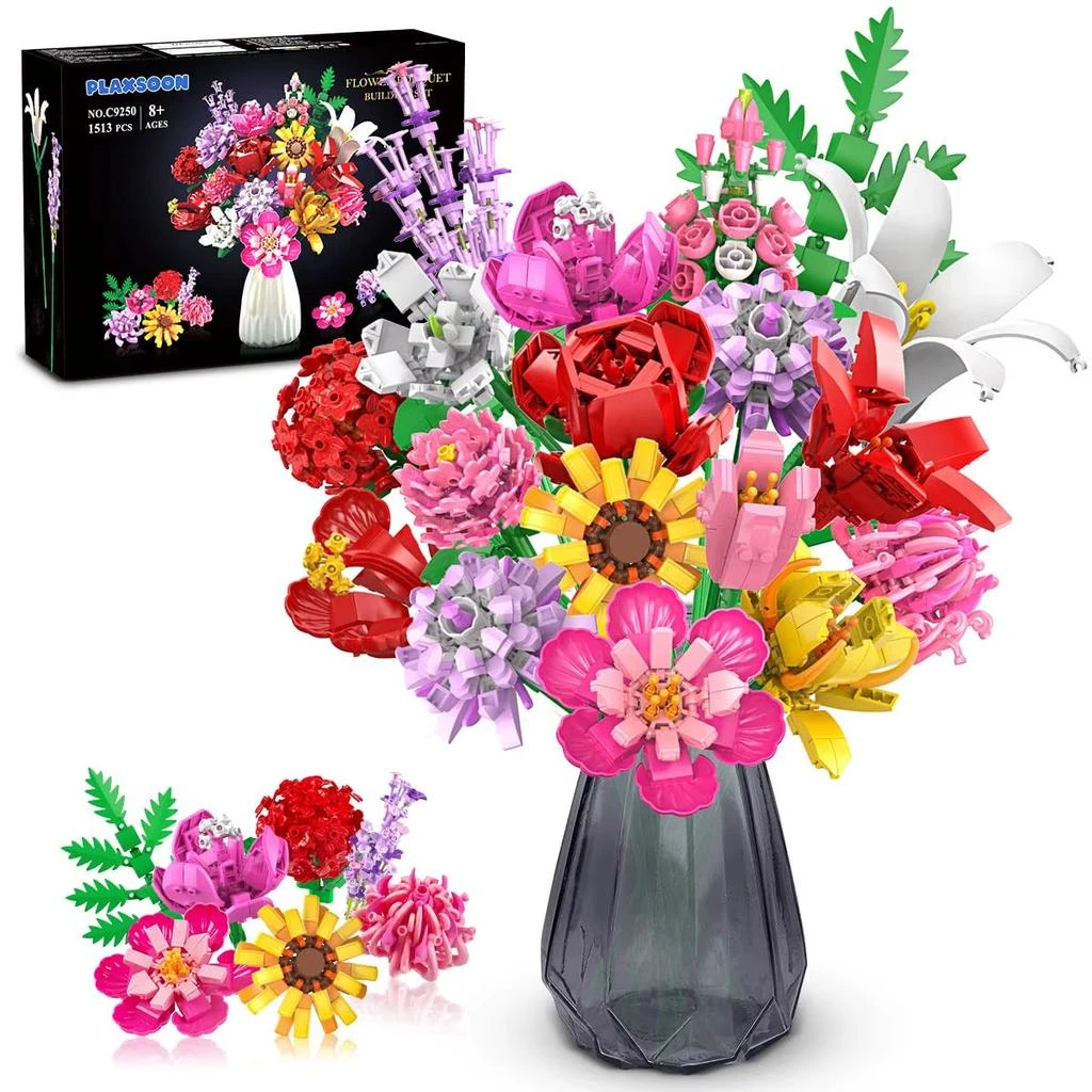 HOGOKIDS Botanical Flower Bouquet Building Set - 18 Floral Models for Home Decor and Gift Giving for Adults and Children 8+ 2