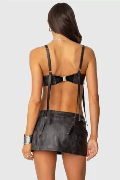 Edikted Edikted Sadaf Faux Leather Bra Top 5