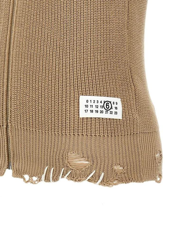 MM6 Destroyed Cotton Knit Vest With High Neck 4