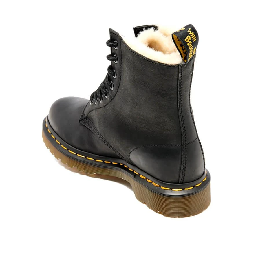 Dr. Martens DR. MARTENS WOMEN'S 1460 SERENA LEATHER/FUR LINED 8-EYE BOOTS - BLACK 4