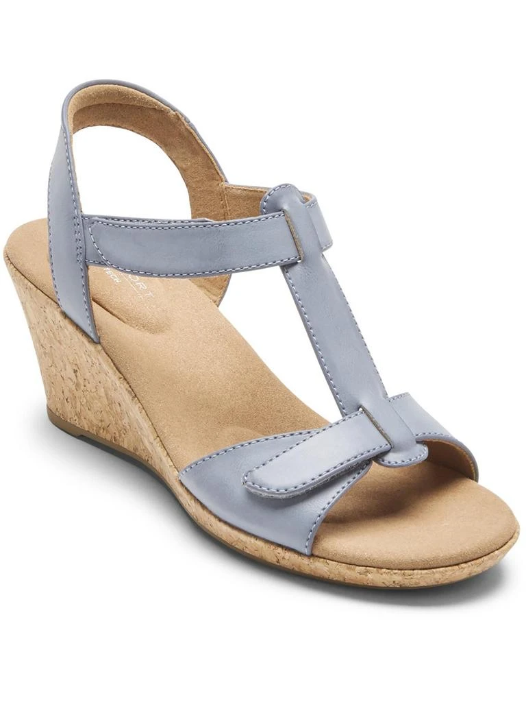 Rockport Womens Faux Leather T-Strap Slingback Sandals 1