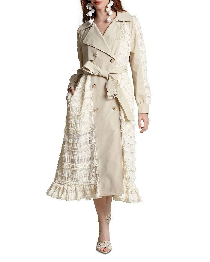 Avec Les Filles Mixed Media Feminine Trench Coat