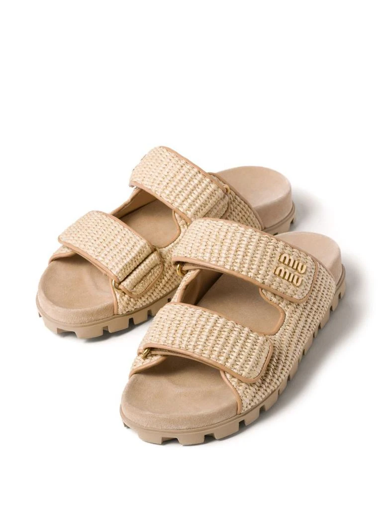 Miu Miu Miu Miu Touch-Strap Raffia Sandals 4
