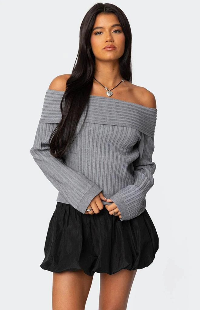 Edikted Brandy Fold Over Ribbed Sweater 1